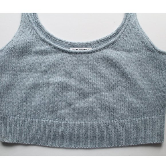 Reformation Varenne Cashmere Tank / Medium / Parisian Blue Cropped - Picture 5 of 8